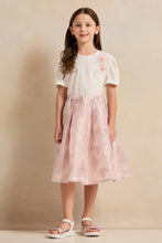 Load image into Gallery viewer, تنورة جاكار بطبعة فراشات أرجوانية للبنات