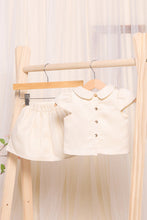 Load image into Gallery viewer, طقم جاكار عاجيّ وذهبيّ للبنات الرضع (قطعتان)