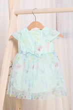 Load image into Gallery viewer, فستان شبكي مطبوع باللون الأخضر للبنات الرضع