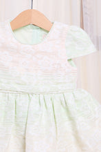 Load image into Gallery viewer, فستان جاكار أخضر ووردي للبنات الرضع