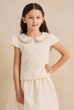 Load image into Gallery viewer, بلوزة جاكار منقطة بيضاء للبنات