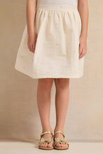 Load image into Gallery viewer, تنورة جاكار منقطة باللون العاجي للبنات