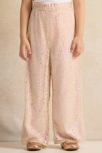 Load image into Gallery viewer, طقم بناتي مزين بالترتر باللونين الأبيض والمشمشي (قطعتان)