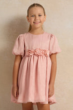 Load image into Gallery viewer, فستان وردي معدني سادة للبنات مع صدرية