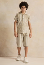 Load image into Gallery viewer, طقم كاجوال بياقة جاكار زيتوني للأولاد الكبار