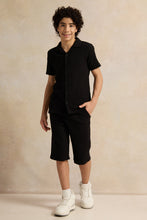 Load image into Gallery viewer, طقم كاجوال جاكار بياقة سوداء للأولاد الكبار (قطعتان)