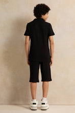 Load image into Gallery viewer, طقم كاجوال جاكار بياقة سوداء للأولاد الكبار (قطعتان)