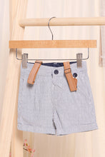 Load image into Gallery viewer, شورت مخطط أزرق للأولاد الرضع مع حمالات