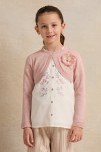 Load image into Gallery viewer, بوليرو لامع مزين بزهرة باللون الوردي للبنات الصغار