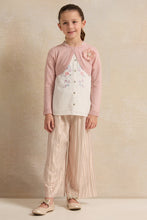 Load image into Gallery viewer, بوليرو لامع مزين بزهرة باللون الوردي للبنات الصغار