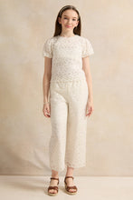 Load image into Gallery viewer, بنطلون جينز أبيض من قماش الجاكار للبنات الكبار