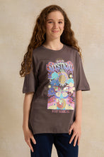 Load image into Gallery viewer, تي شيرت رمادي كبير الحجم للفتيات الكبيرات