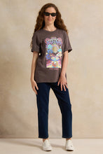 Load image into Gallery viewer, تي شيرت رمادي كبير الحجم للفتيات الكبيرات