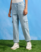 Load image into Gallery viewer, بنطلون رياضي أزرق سهل الارتداء للأولاد الكبار