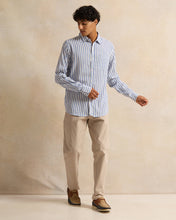 Load image into Gallery viewer, قميص رجالي مخطط باللونين الأزرق والأبيض