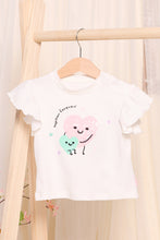 Load image into Gallery viewer, تي شيرت أبيض مزخرف للبنات الرضع