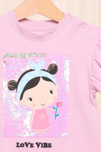 Load image into Gallery viewer, تي شيرت مزين باللون البنفسجي للبنات الرضع