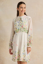 Load image into Gallery viewer, فستان أبيض بطبعة زهور للفتيات الكبيرات