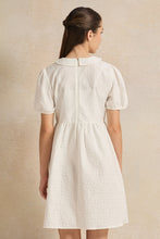 Load image into Gallery viewer, فستان دوبي أبيض بياقة بيتر بان للفتيات في سن الرشد