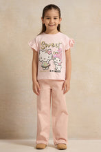 Load image into Gallery viewer, بنطلون جينز بقصة مستقيمة باللون الوردي للبنات الصغار