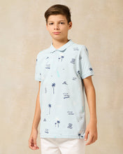 Load image into Gallery viewer, قميص بولو مطبوع أزرق للأولاد الكبار