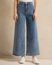 Load image into Gallery viewer, بنطلون جينز أزرق واسع الساق للفتيات الكبيرات