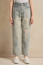 Load image into Gallery viewer, بنطلون جينز أزرق واسع الساق للفتيات الكبيرات