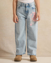 Load image into Gallery viewer, بنطلون جينز أزرق مزين بالترتر للبنات
