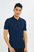 Load image into Gallery viewer, قميص بولو سادة باللون الأزرق للرجال