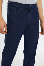 Load image into Gallery viewer, بنطلون جينز بخمسة جيوب باللون الكحلي للرجال