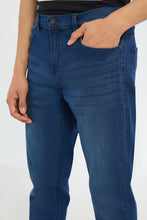 Load image into Gallery viewer, بنطلون جينز بخمسة جيوب باللون الأزرق للرجال