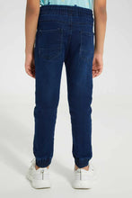 Load image into Gallery viewer, Navy Elasticated Waistband Jogger Jean بنطلون جوغر باللون الكحلي بخصر مطاطي
