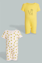 Load image into Gallery viewer, Yellow And White Leopard Romper For Babies (Pack of 2)