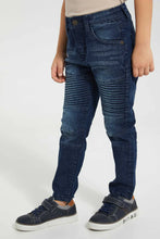 Load image into Gallery viewer, Navy Biker Jean