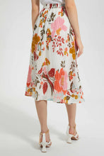 Load image into Gallery viewer, White Floral Pleated Skirt تنورة كسرات بطبعة أزهار باللون الأبيض