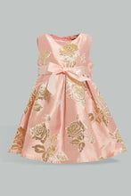 Load image into Gallery viewer, Pink Bow Belted Dress For Baby Girls
