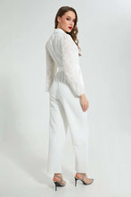 Load image into Gallery viewer, White Textured Jumpsuit جمبسوت طويل بارز الملمس باللون الأبيض