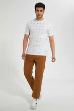 Load image into Gallery viewer, White T-Shirt With Printed Golden Foil تيشيرت باللون الأبيض مطبوع