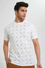 Load image into Gallery viewer, White T-Shirt With Printed Golden Foil تيشيرت باللون الأبيض مطبوع