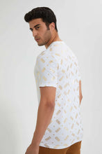Load image into Gallery viewer, White T-Shirt With Printed Golden Foil تيشيرت باللون الأبيض مطبوع