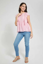 Load image into Gallery viewer, Pink Embellished Ruffle Blouse بلوزة مزينة باللون الوردي