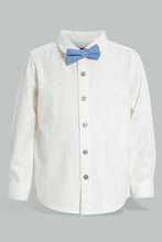 Load image into Gallery viewer, Navy Vest And White Shirt Set For Baby Boys (3 Piece) طقم قميص أبيض وفست كحلي مع ربطة عنق باللون الأزرق (3 قطع)