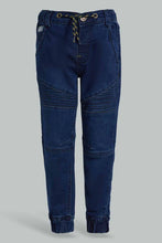Load image into Gallery viewer, Navy Denim Jogger بنطلون جوغر جينز باللون الكحلي
