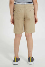 Load image into Gallery viewer, Beige Space Embossed Jean Short شورت جينز منقوش باللون البيج
