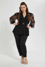 Load image into Gallery viewer, Black Elasticated Waist Trouser بنطلون بخصر مطاطي باللون الأسود