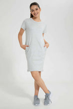 Load image into Gallery viewer, Grey Melange Basic Knitted Dress فستان باللون الرمادي بجيوب