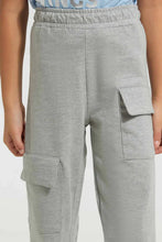 Load image into Gallery viewer, Grey Mélange Cargo Trouser بنطلون بجيوب باللون الرمادي