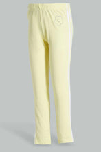 Load image into Gallery viewer, Yellow Placement Flower Legging For Girls ليغينغ مزين باللون الأصفر للبنات الصغار