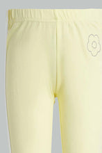 Load image into Gallery viewer, Yellow Placement Flower Legging For Girls ليغينغ مزين باللون الأصفر للبنات الصغار