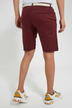 Load image into Gallery viewer, Burgundy Chino Short With Belt شورت تشينو بحزام باللون الأحمر الداكن